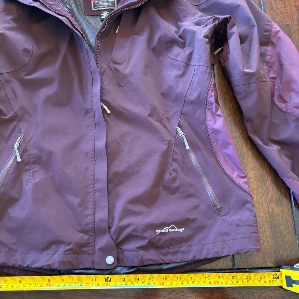 Eddie Bauer Weatheredge 365 Waterproof Plum Hooded Jacket Women’s Large - Picture 10 of 13